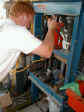 Jess on the press working on the pinion gear.