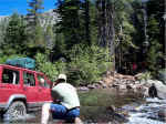 Crossing my favorite stream. Getting up the slippery roots on the other side was tricky.